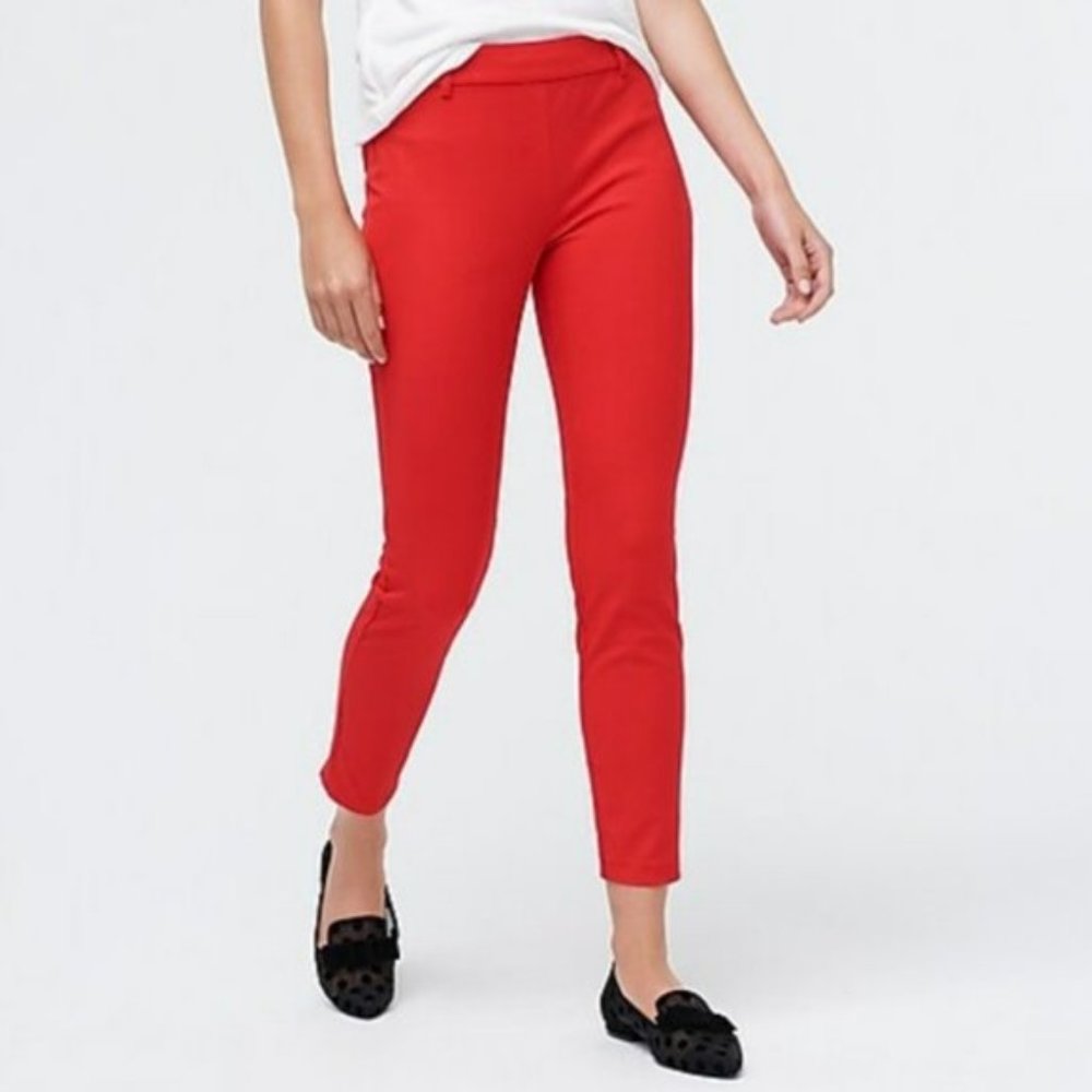 j. crew stretch city fit capri pants in red